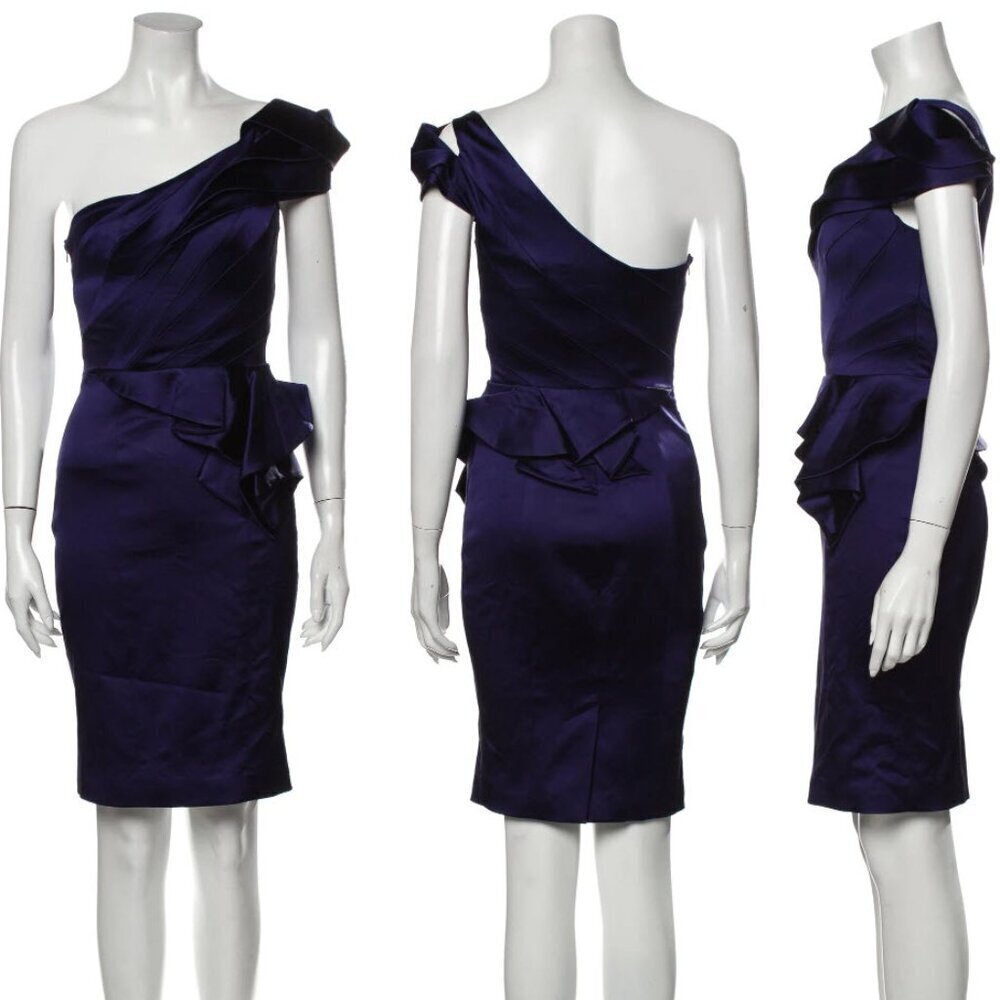 Karen Millen Purple Cocktail Dress 4 One Shoulder